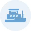 Blue ship silhouette icon